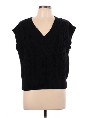 Express Black Cable Knit V-Neck Sweater Vest